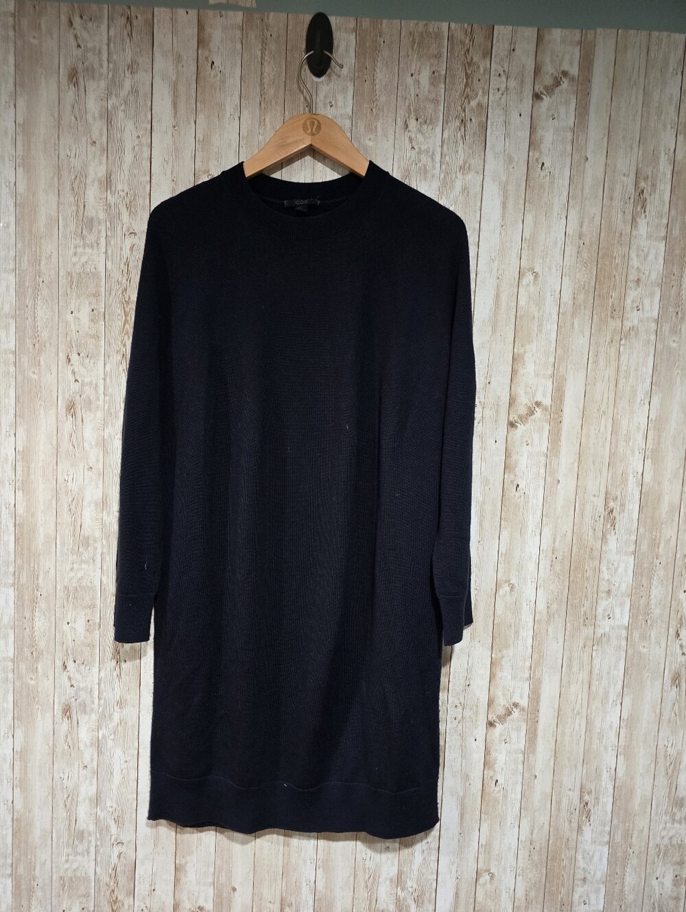 Cos Seamless Wool Sweater Dress Size S Black Minimalist Quiet Luxury